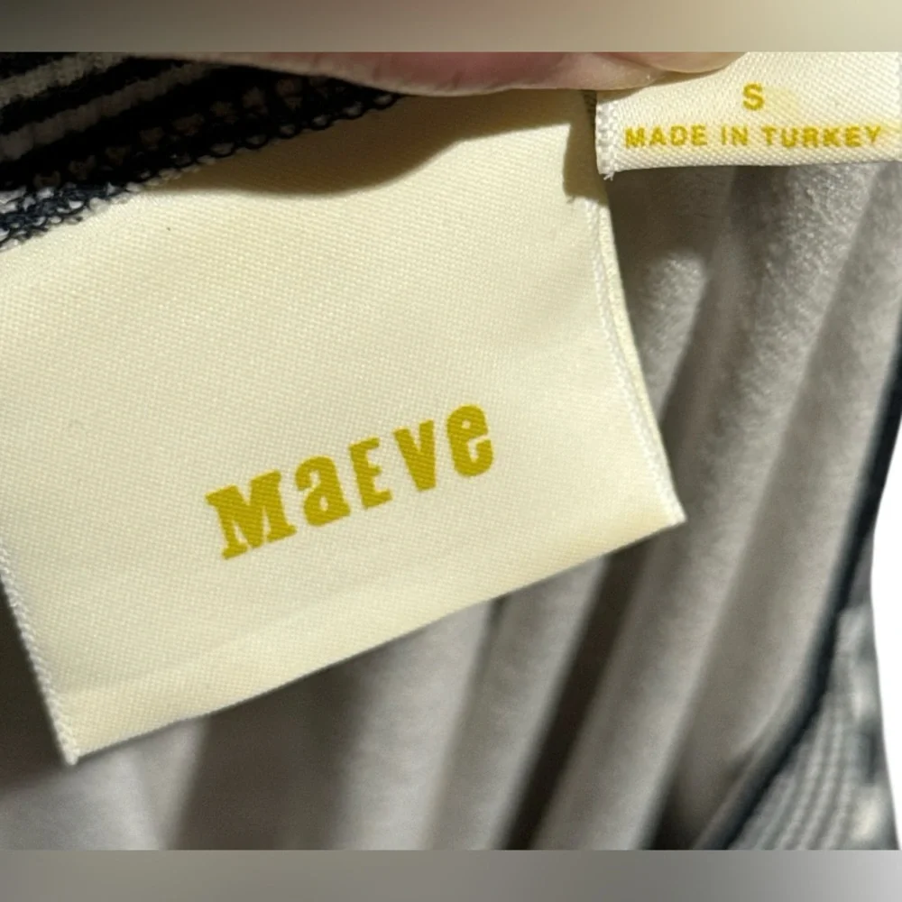 Maeve Womens White Boat Neck Short Sleeve Black/Blue Striped T-Shirt Dress S - Picture 5 of 6